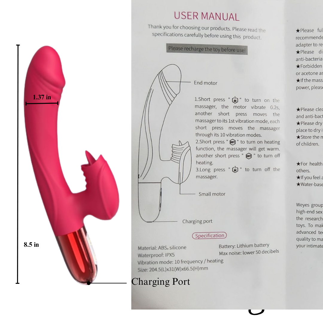 T09 Sex Toys G-Spot Dual Motor Vibrator with Heating | 10 Vibration Modes | Waterproof USB Rechargeable Massager