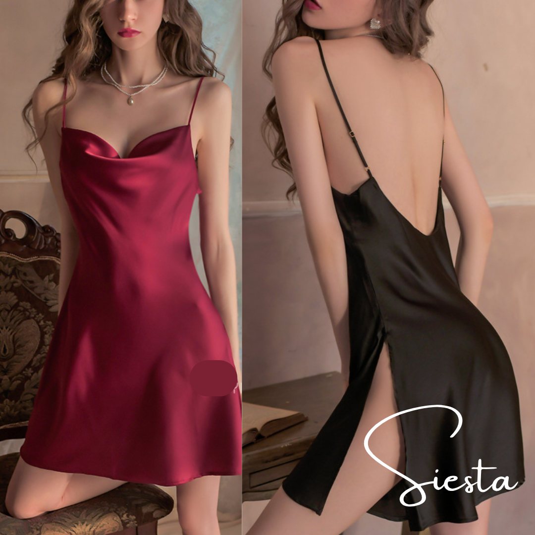 Siesta Satin Backless Slip Nightdress
