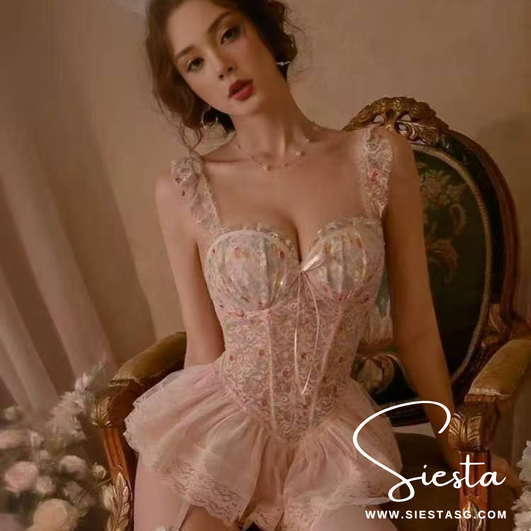 Siesta F136 Vintage Floral Lace Corset Lingerie