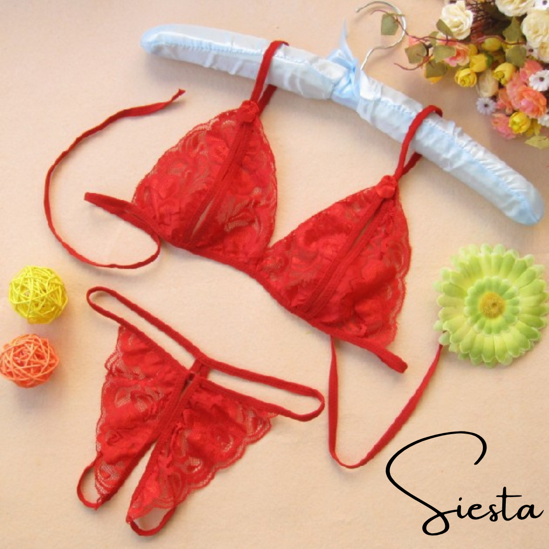 Z18 Lace Bikini Set Open Crotch Panties Sexy Seductive Crotchless Innerwear