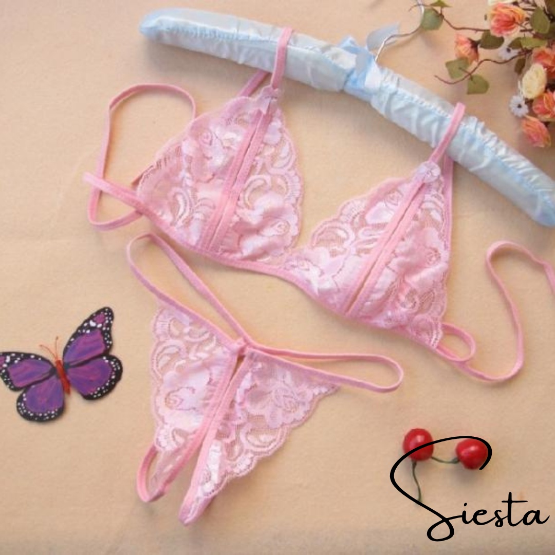 Z18 Lace Bikini Set Open Crotch Panties Sexy Seductive Crotchless Innerwear