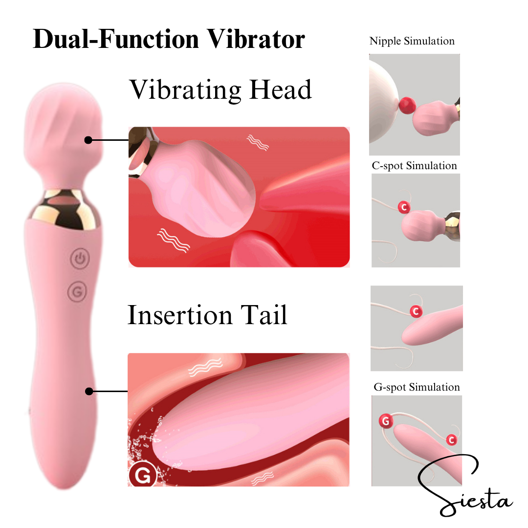 T06 Heating Massage Stick Vibrator | Dual-Ended Injection | USB Rechargeable Full Body Wand Massager