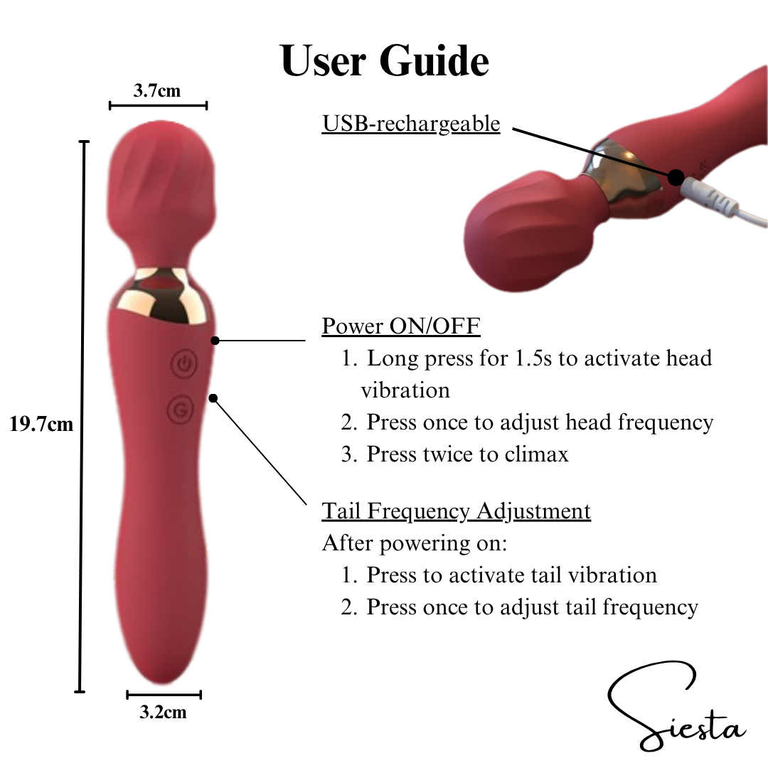 T06 Heating Massage Stick Vibrator | Dual-Ended Injection | USB Rechargeable Full Body Wand Massager