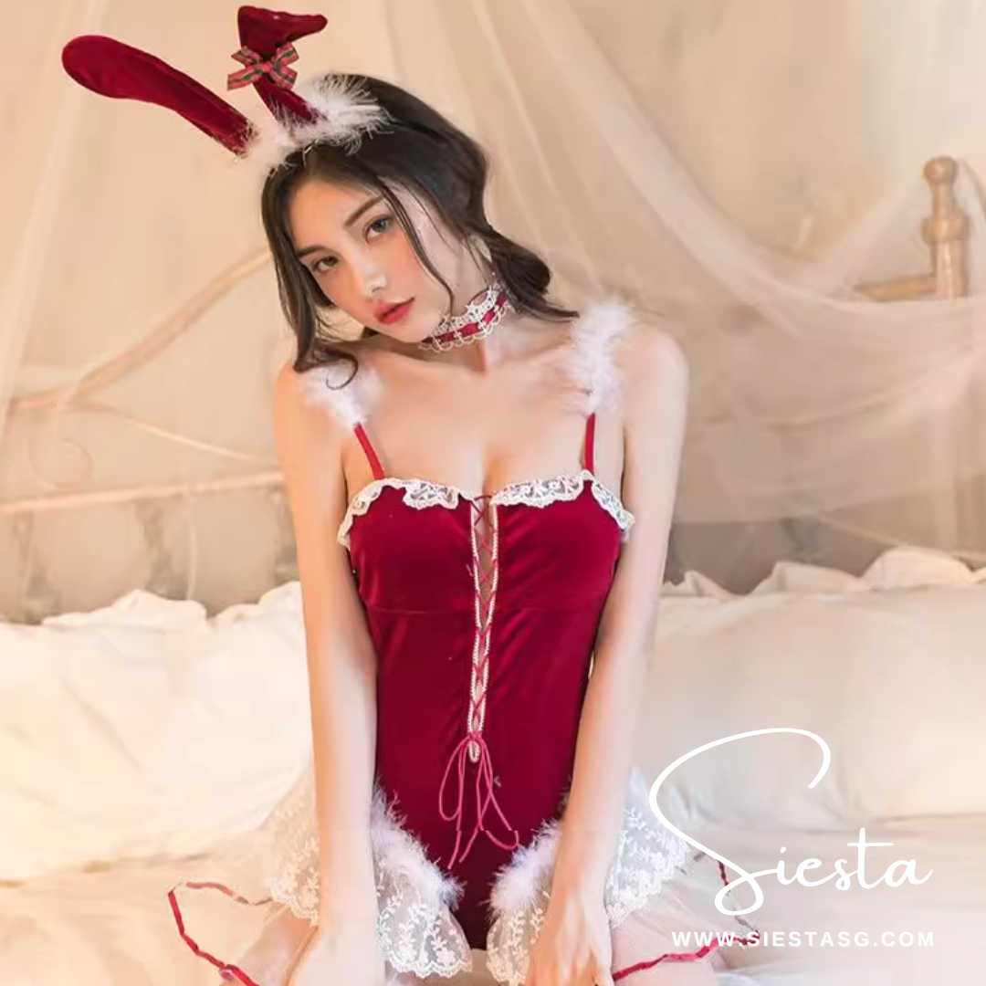 Siesta X001 Velvet Santa Lace-Up Romper