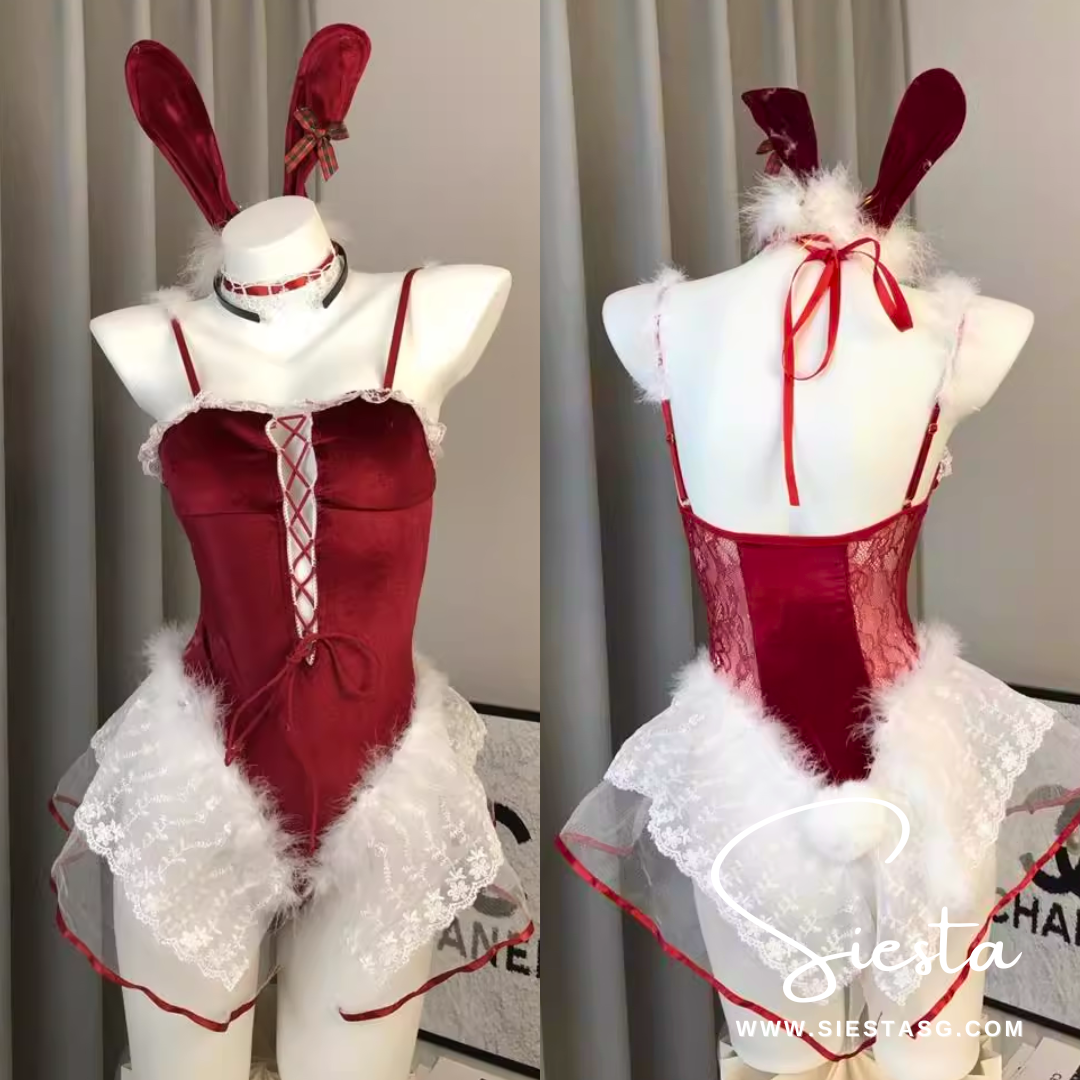 Siesta X001 Velvet Santa Lace-Up Romper