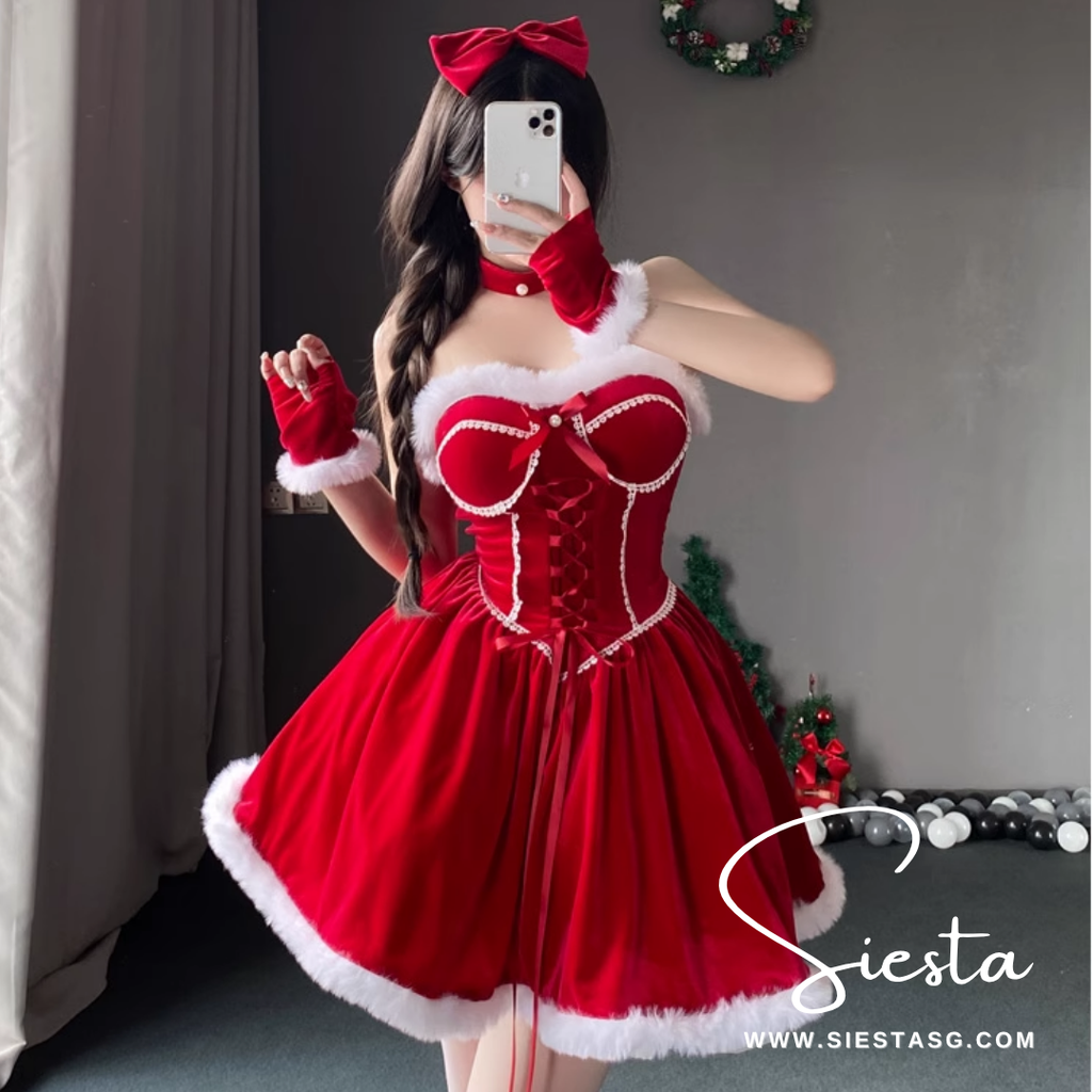 Siesta X003 Strapless Velvet Corset Party Dress