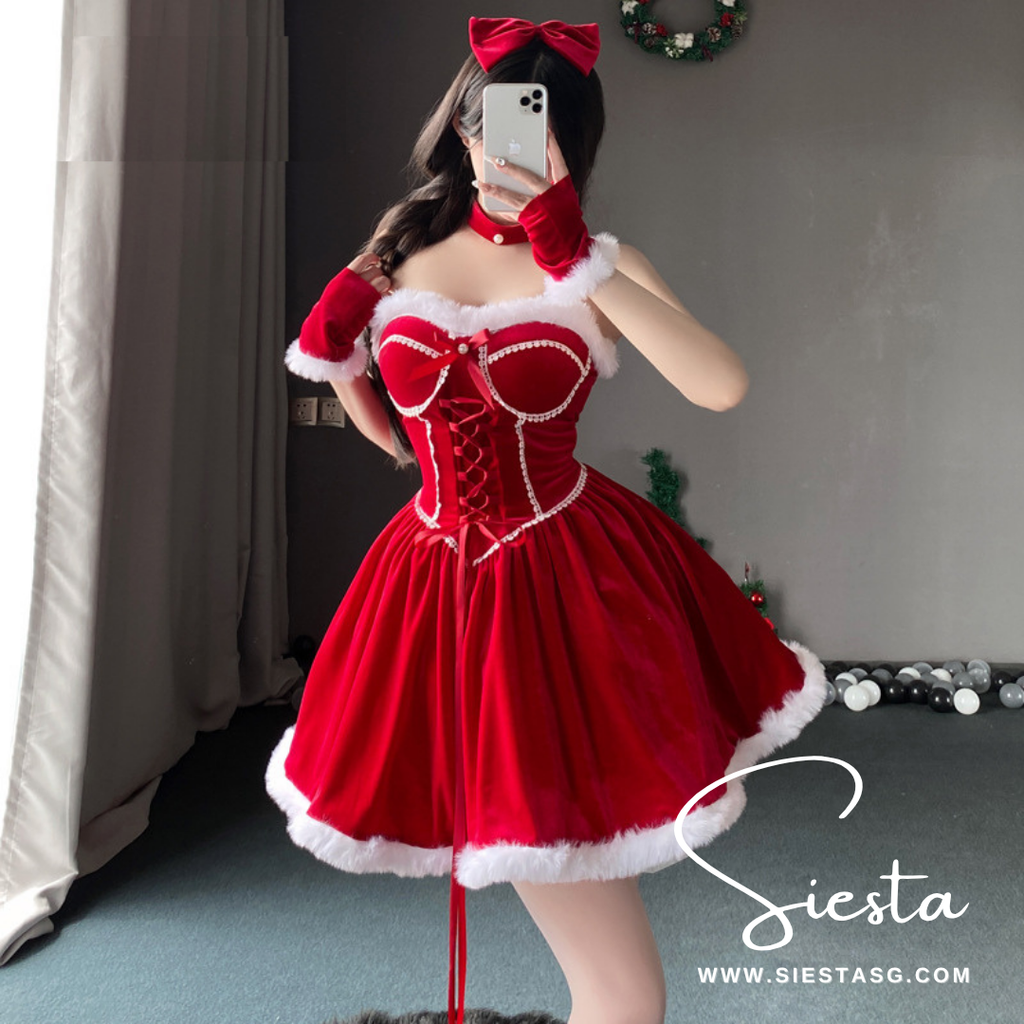 Siesta X003 Strapless Velvet Corset Party Dress