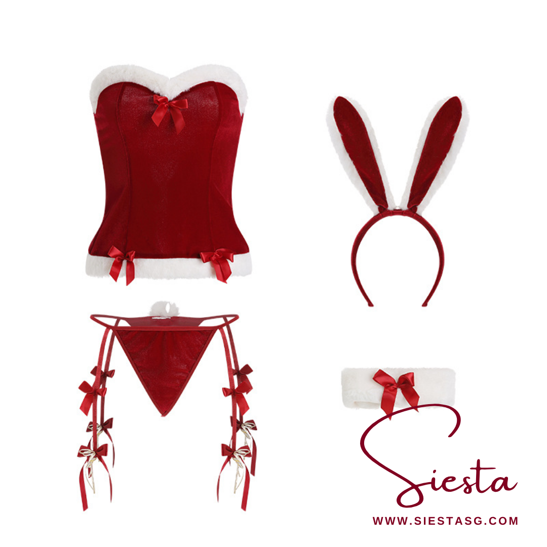 Siesta X005 Santa Bunny Velvet Panty Set – Red-Stained Fur (Defect Sale)