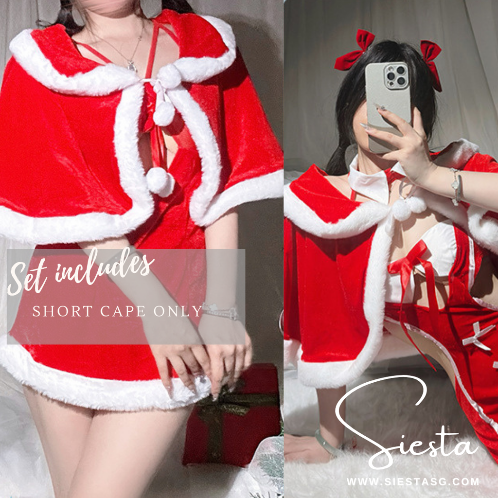 Siesta X010 Velvet Hooded Fur-Trim Mini Cape