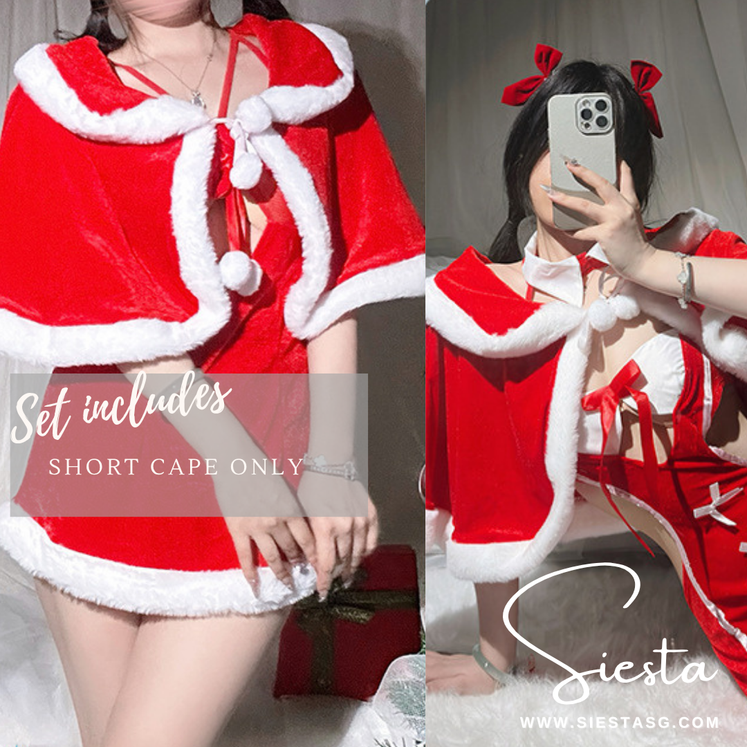 Siesta X010 Santa Velvet Hooded Fur-Trim Mini Cape
