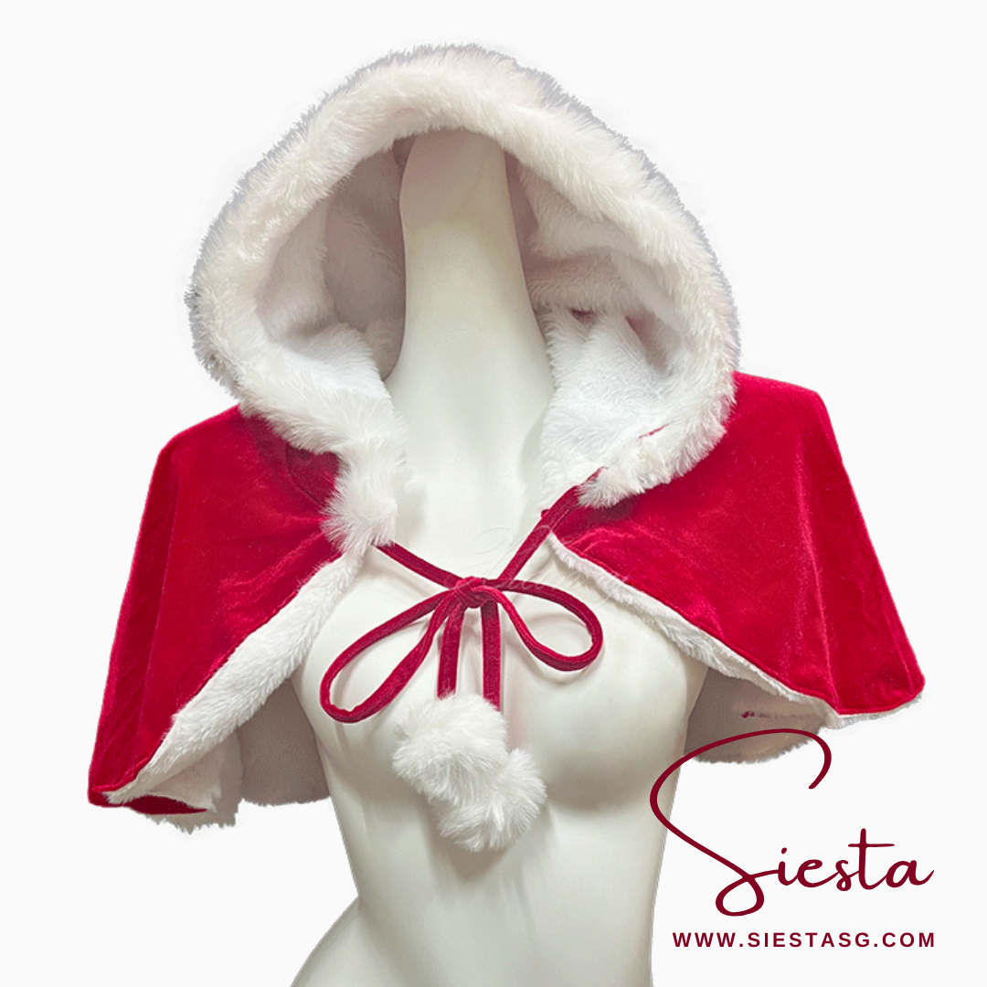 Siesta X010 Santa Velvet Hooded Fur-Trim Mini Cape