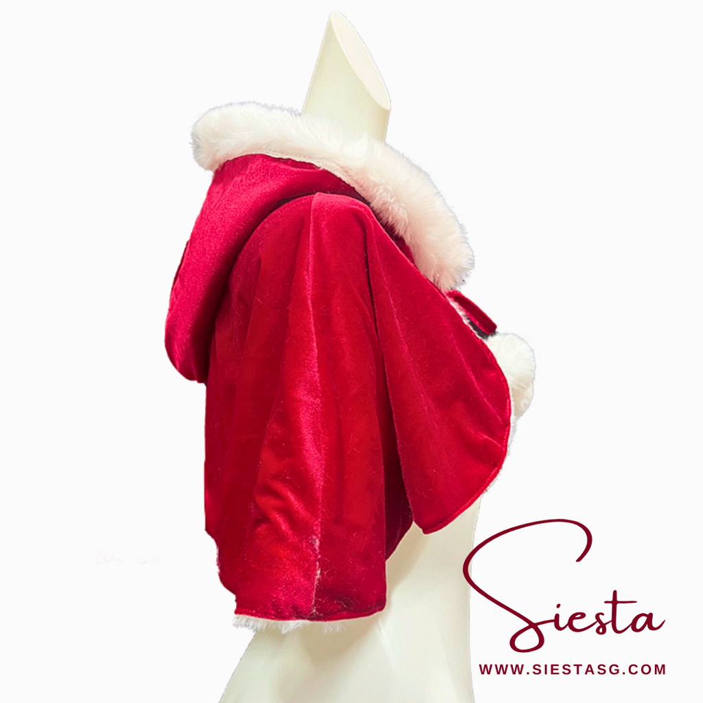Siesta X010 Velvet Hooded Fur-Trim Mini Cape