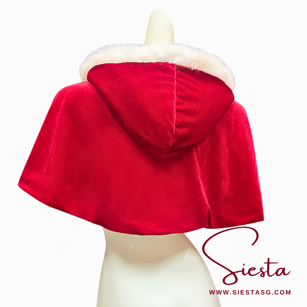 Siesta X010 Velvet Hooded Fur-Trim Mini Cape