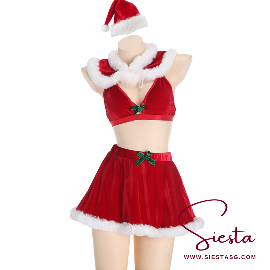 Siesta X014 Velvet Bow 3-Piece Intimate Set