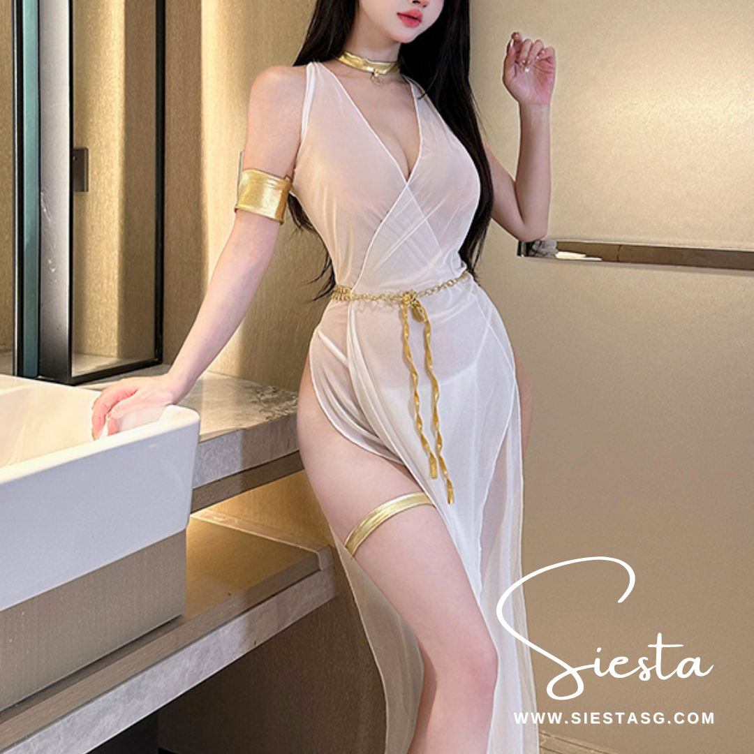 F097 Goddess of Egypt See-through Gold Trimmed Exotic Nightwear