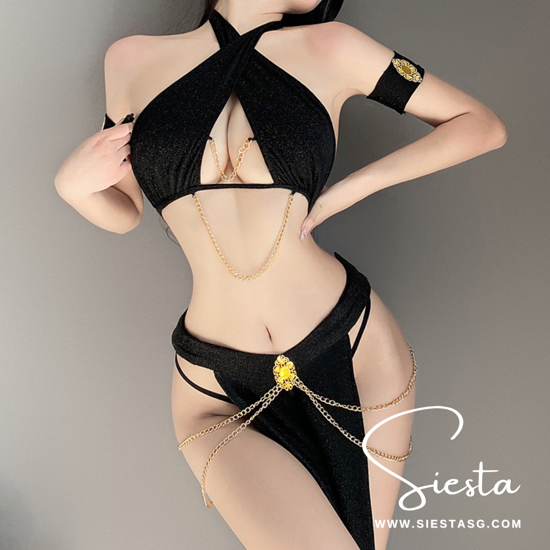 F115 Egyptian Catwomen Costume with Halter Neck - Ancient Style Queen