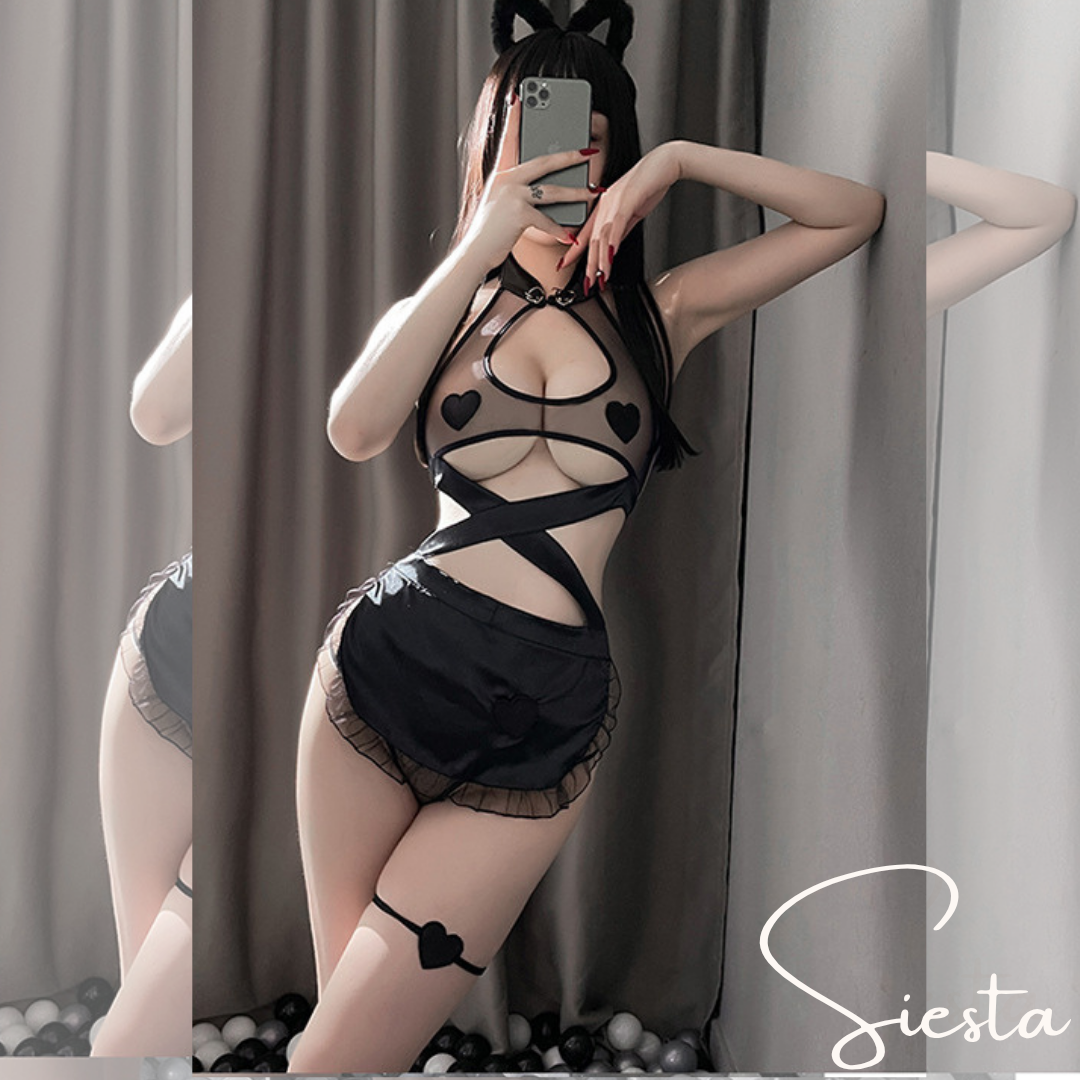 F069 Sexy Maid with Mini Wrap Dress Bodysuit