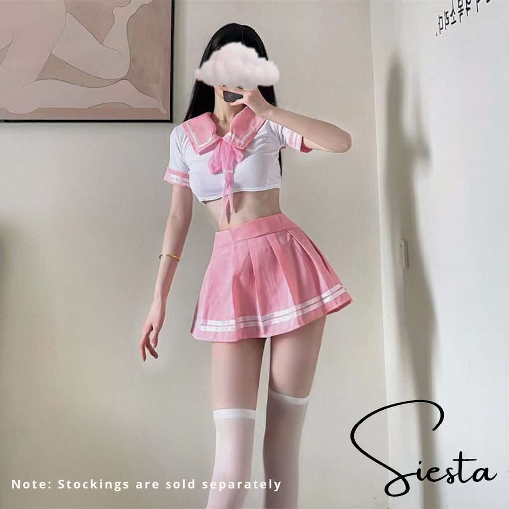 F008 Pink/ Blue /Navy School Girl Uniform