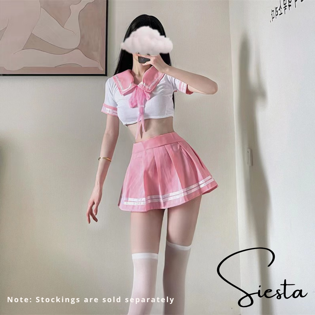 F008 Pink/ Blue /Navy School Girl Uniform