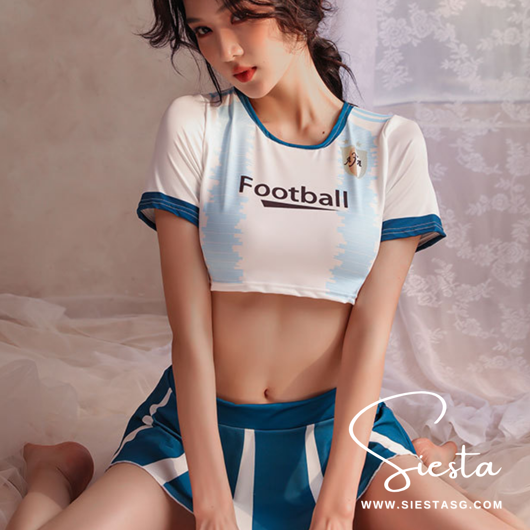 F106 Sexy Football Cheerleader Baby Crop Top with Skirt Set
