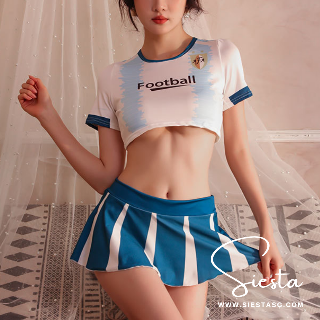 F106 Sexy Football Cheerleader Baby Crop Top with Skirt Set
