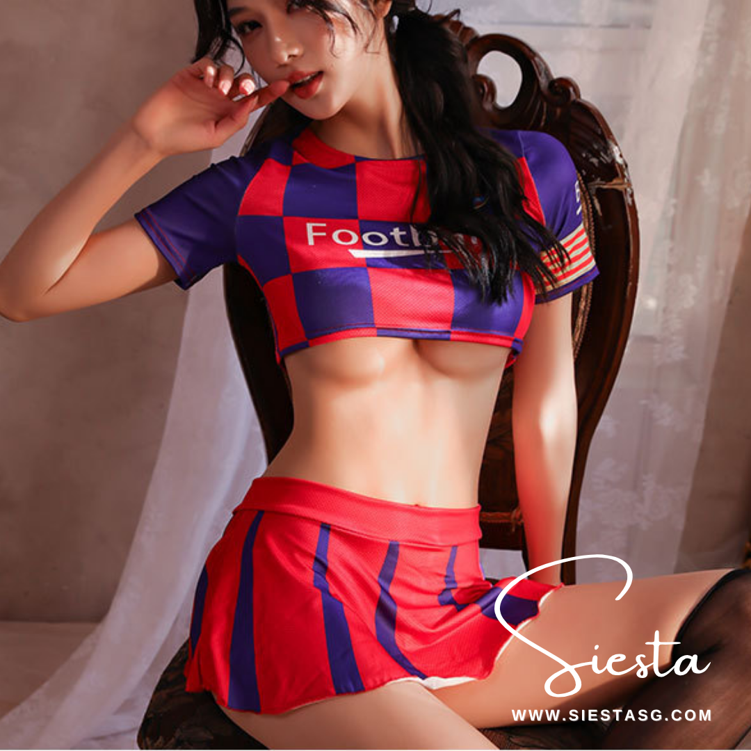 F106 Sexy Football Cheerleader Baby Crop Top with Skirt Set