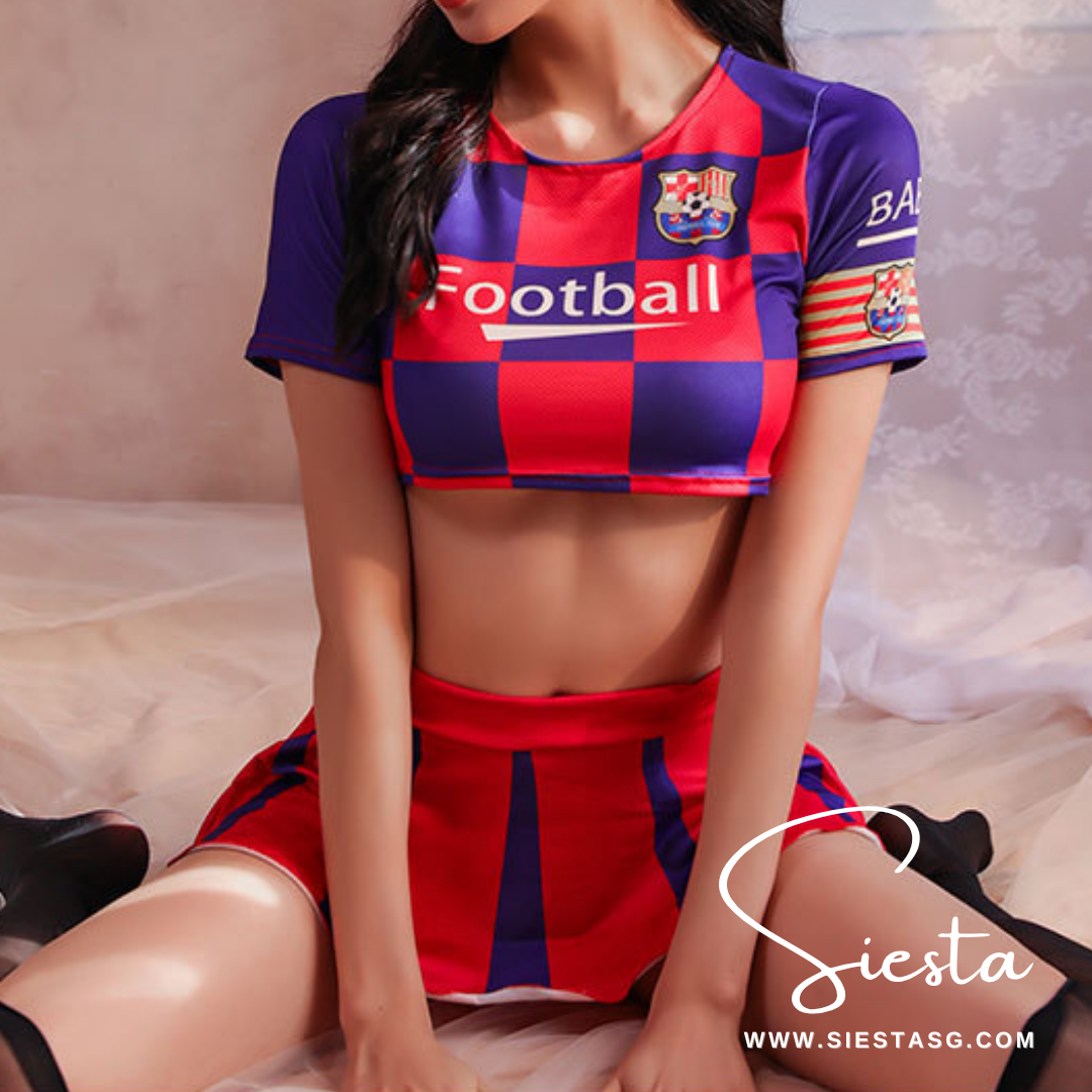 F106 Sexy Football Cheerleader Baby Crop Top with Skirt Set