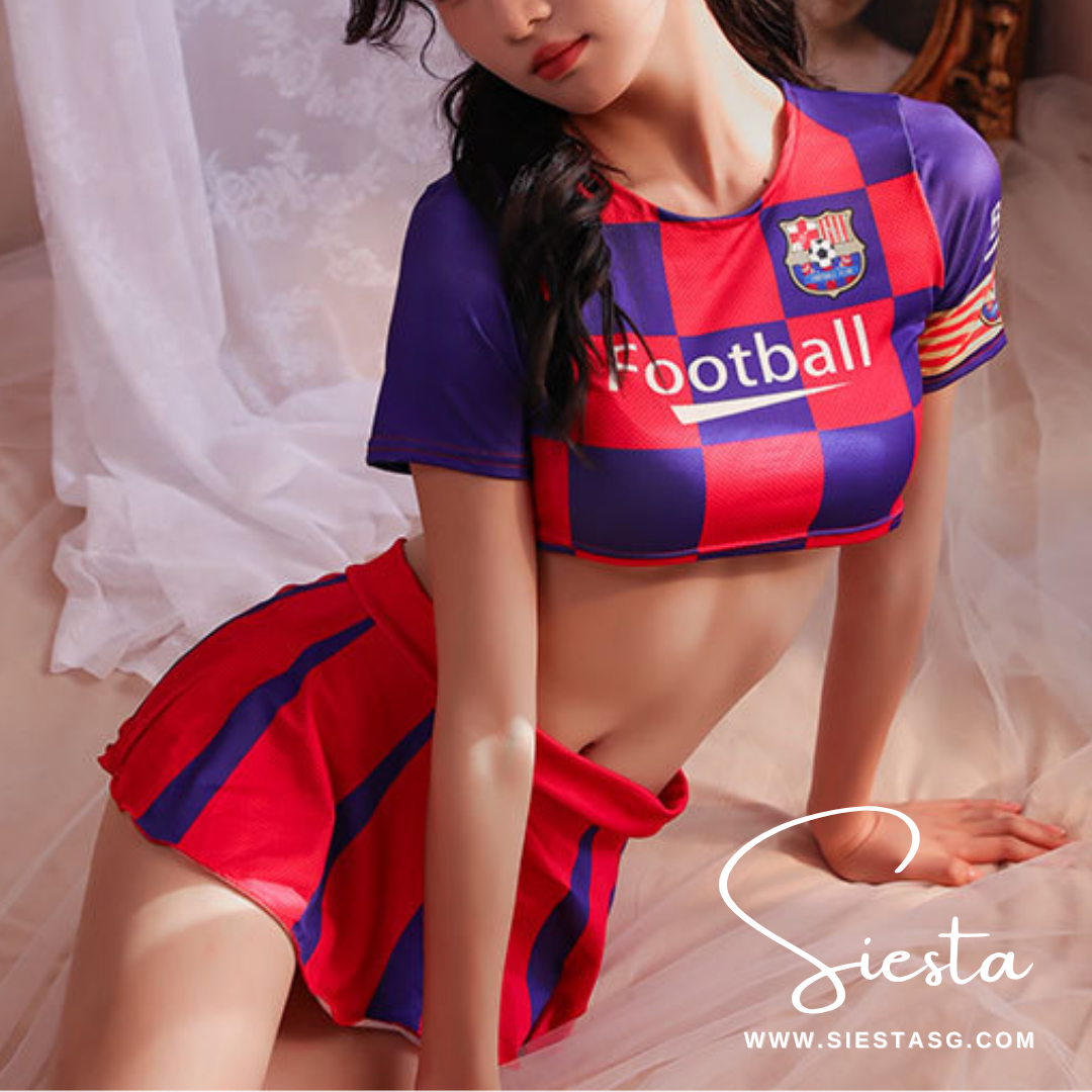 F106 Sexy Football Cheerleader Baby Crop Top with Skirt Set
