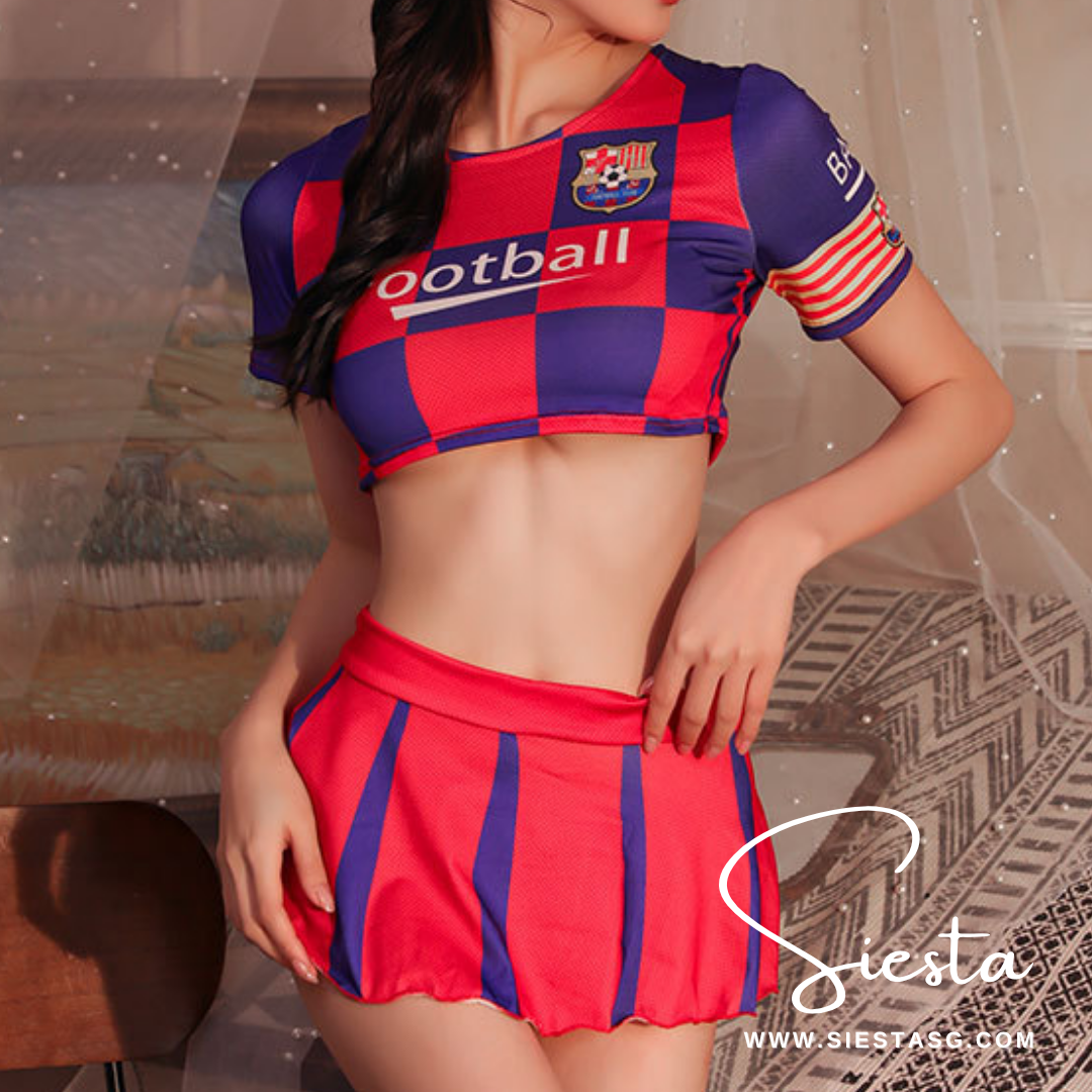 F106 Sexy Football Cheerleader Baby Crop Top with Skirt Set