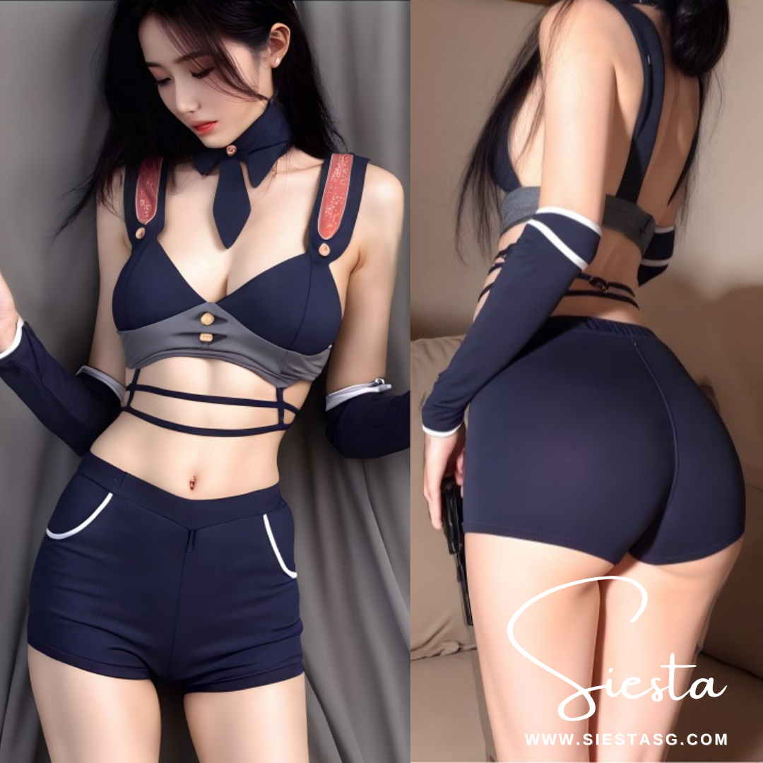 Siesta Secret Agent Roleplay Costume with Crop Top and Shorts